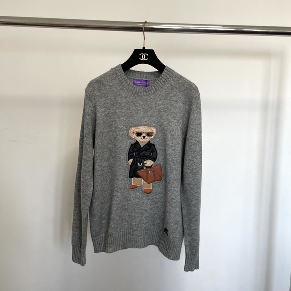Polo by Ralph Lauren Gray Sweater with Bear Design - Picture 1 of 6